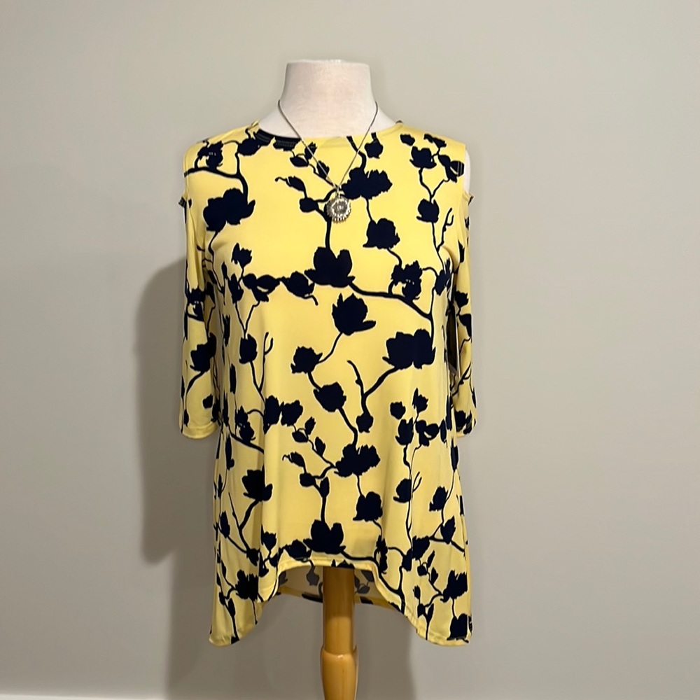Yellow Floral Open-Shoulder Top